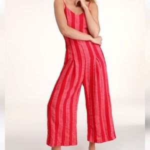 Lulus large Red stripped jumpsuit ♥️